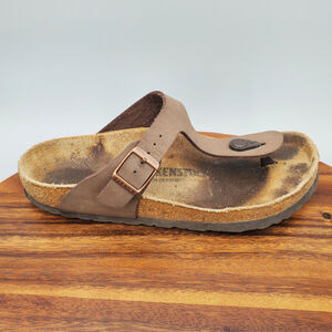 Birkenstock Gizeh Sandals Women's 6 37 Brown Slip On Thong T Strap Buckle